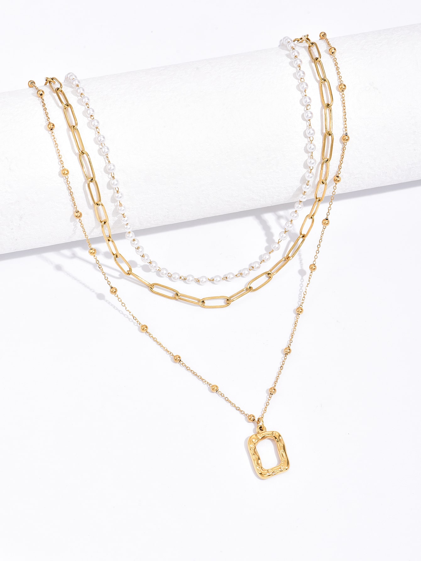 Geometric Pendant Layered Necklace